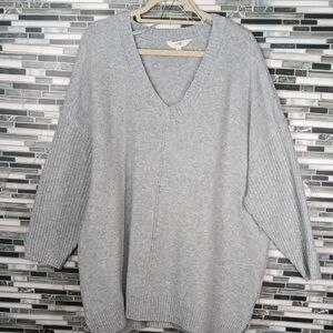 Terra & Sky 4X 28w- 30w Light Gray Powder Blue V-Neck Sweater 3/4 Sleeve Pullove